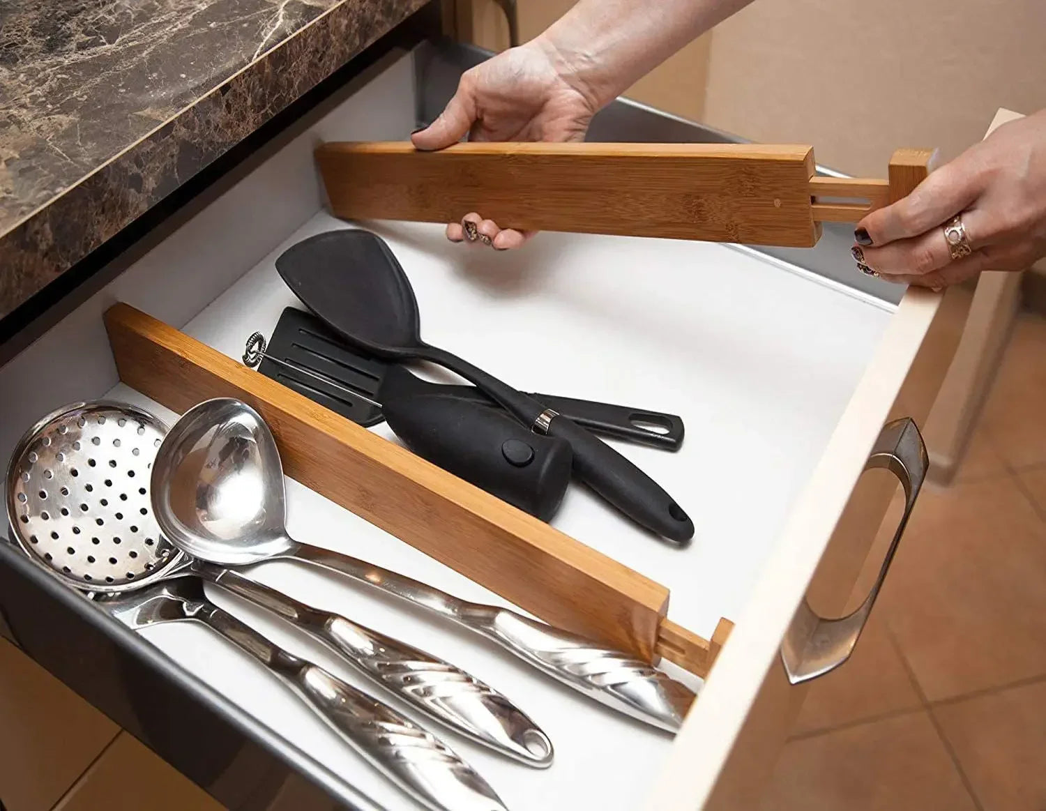 Bamboo Expandable Drawer Organizer