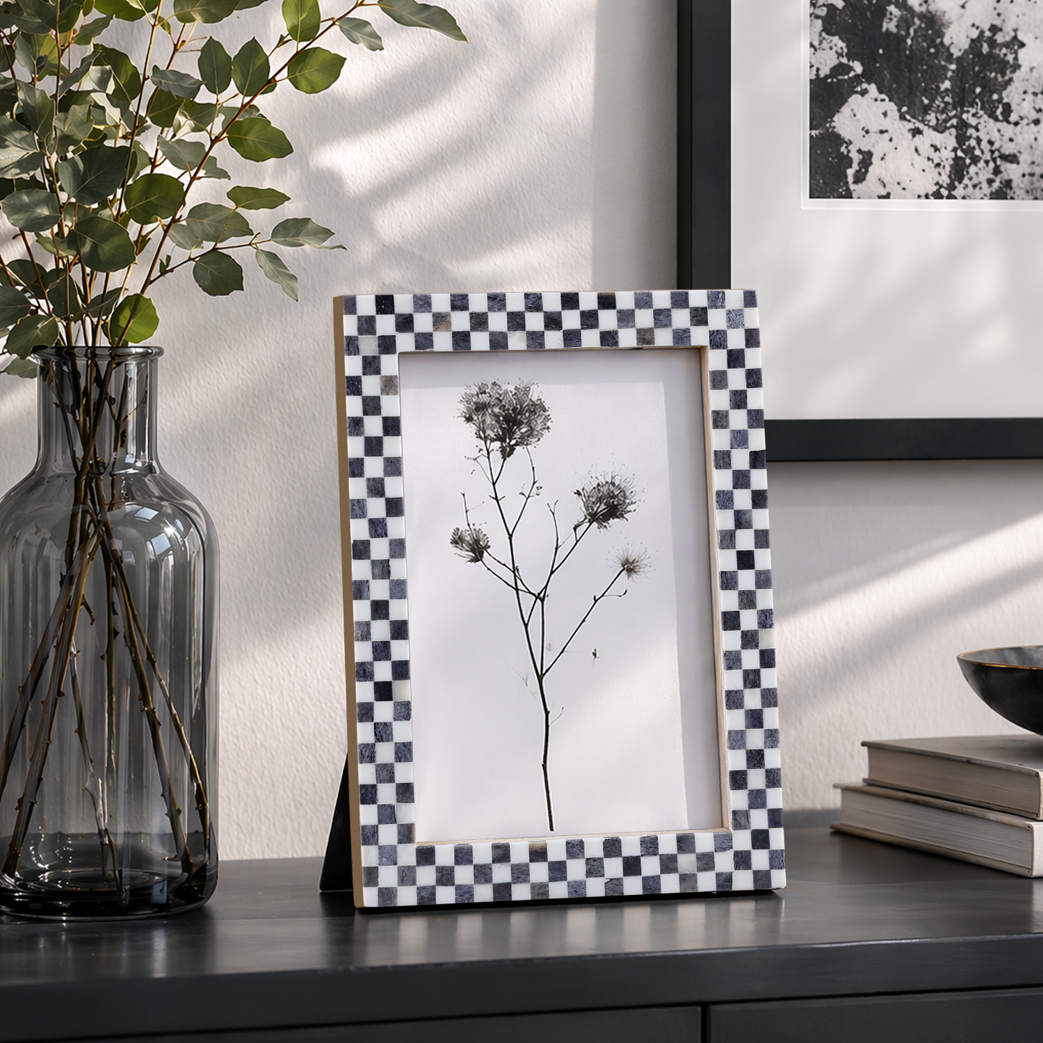 Checkered Bone Inlay Picture Frame 4x6 5x7 8x10