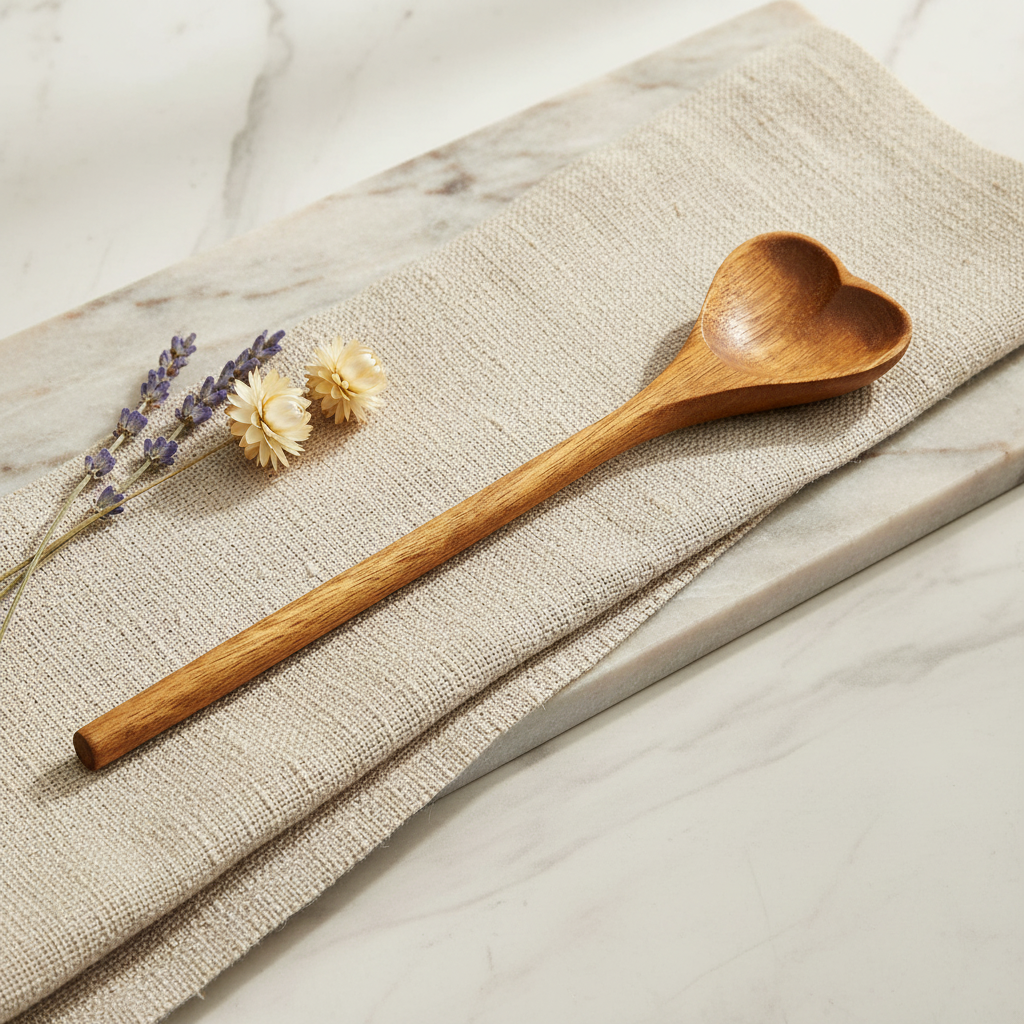 Heart-Shaped Acacia Mangium Spoon – Lifestyle Shot